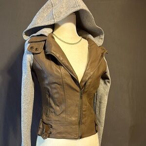Spiritual Leather Jacket with Tan Body and Gray Sleeves